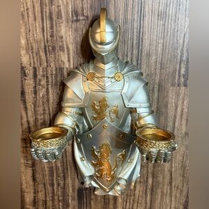 Knight Sconce Vintage Silver Tone Gothic Candle Holder Medieval Renaissance